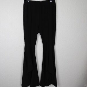L&B Women Bell Bottom‎ Flare Pants SZ L Black Boho Western Cowgirlcore Rodeo